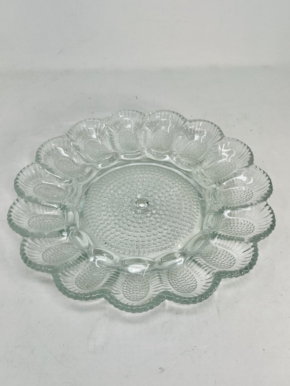 Vintage Clear Indiana Glass Hobnail Deviled Egg Platter Tray Plate MCM Server